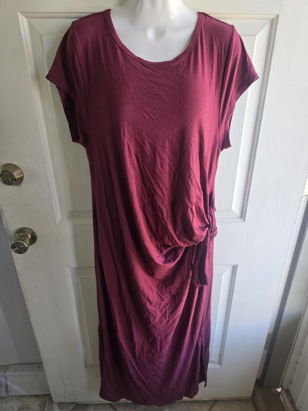 Motherhood Burgundy Maxi Dress with Side Knot